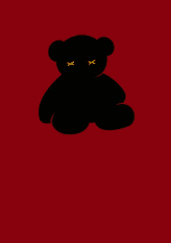 Silhouette of Teddy Bear against red background